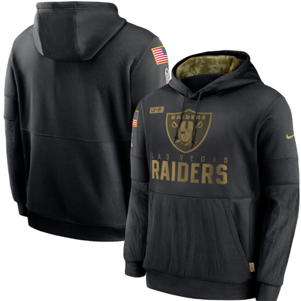 Men's Las Vegas Raiders Black NFL 2020 Salute To Service Sideline Performance Pullover Hoodie